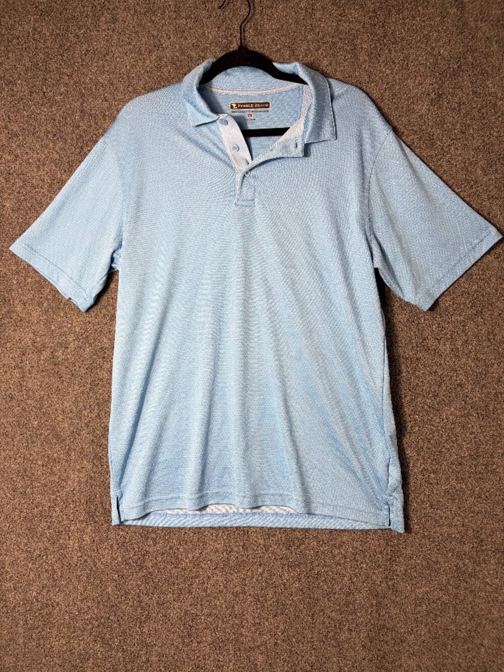Pebble Beach Dry Luxe Performance Men's MED Blue Short Sleeve Golf Polo Shirt